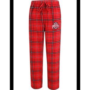 Ohio State College Red Plaid Embroidered Logo Size XXL Pajama Pants New